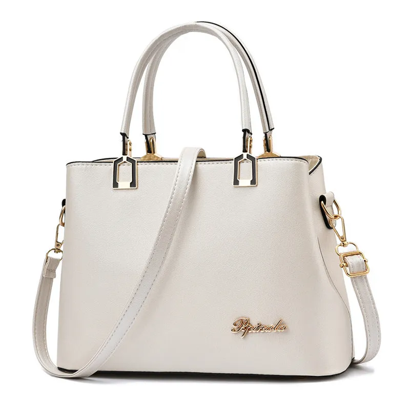 Catherine – Structured Vegan Leather Satchel with Gold Hardware