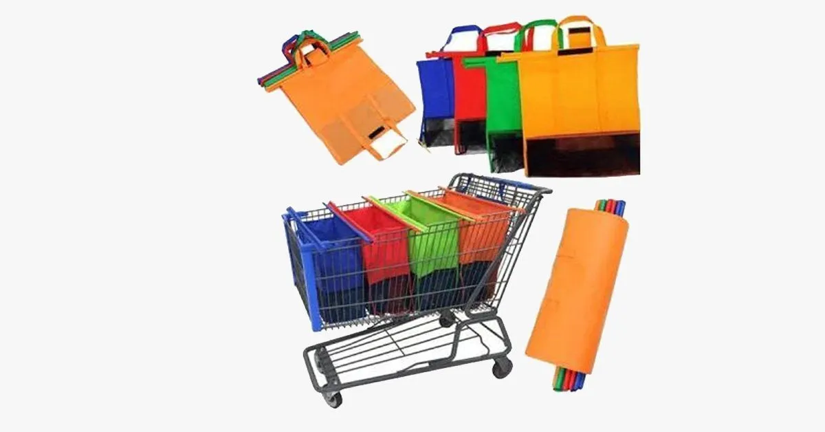 Certified 4pcs Cart Reusable Shopping Bags Priority access Foldable