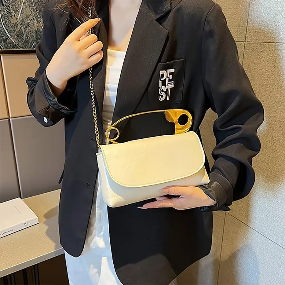 Chain Crossbody Purse for Women Stylish Top Handle Bag PU Leather Shoulder Bag Designer Clutch Purse Hobo Tote Handbag