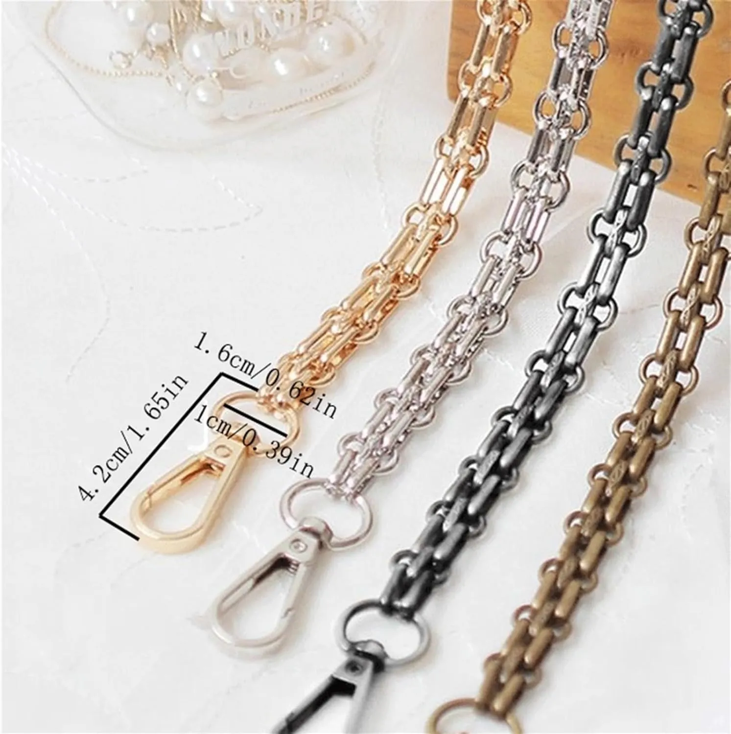 Chain Strap 40/60/80/90/100/110/120/130/140cm Shoulder Crossbody Bag with Replacement Chain Gun Black 12mm Three-Row Buckle Metal Chain Bag Chain Bag Strap Replacement Strap(100cm)