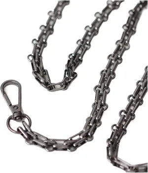 Chain Strap 40/60/80/90/100/110/120/130/140cm Shoulder Crossbody Bag with Replacement Chain Gun Black 12mm Three-Row Buckle Metal Chain Bag Chain Bag Strap Replacement Strap(100cm)