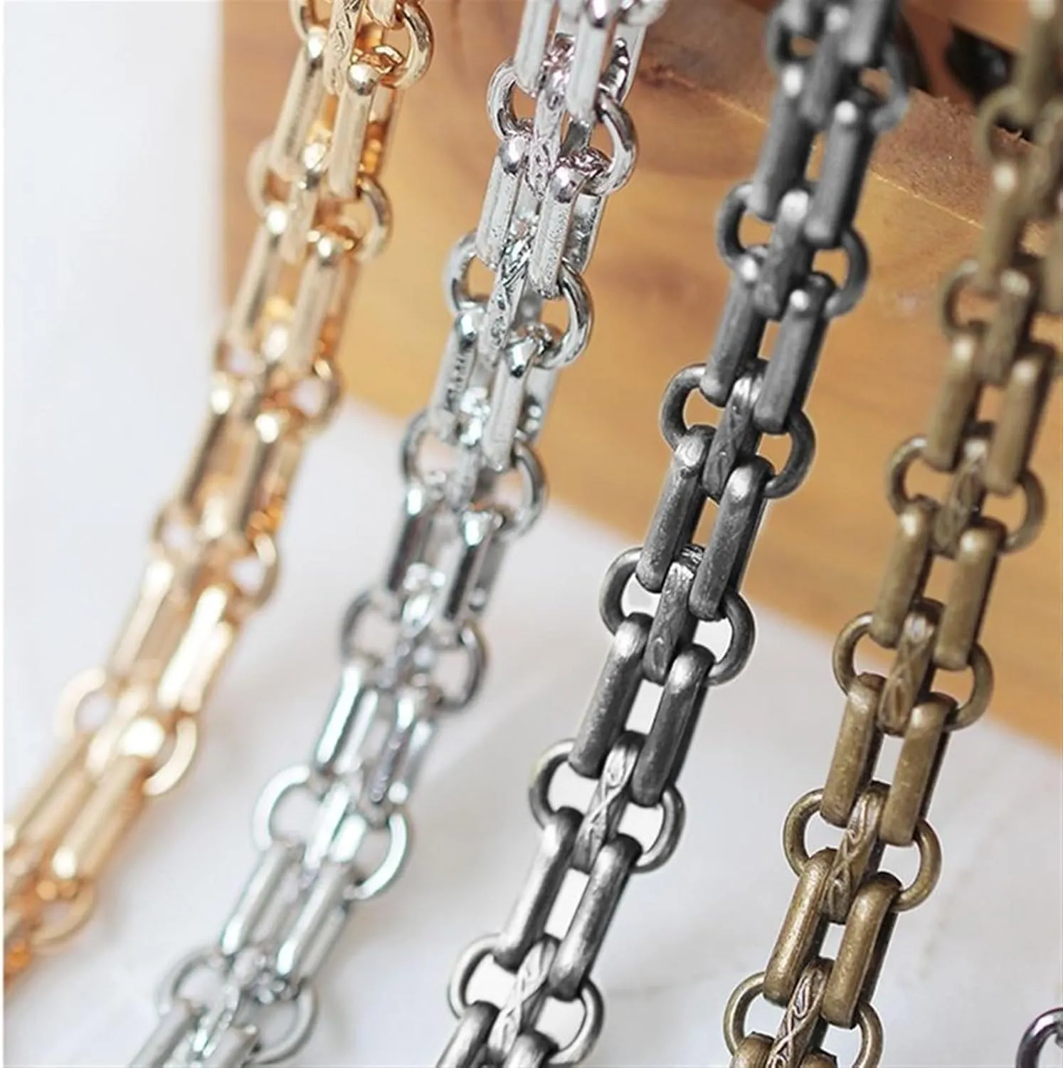 Chain Strap 40/60/80/90/100/110/120/130/140cm Shoulder Crossbody Bag with Replacement Chain Gun Black 12mm Three-Row Buckle Metal Chain Bag Chain Bag Strap Replacement Strap(100cm)
