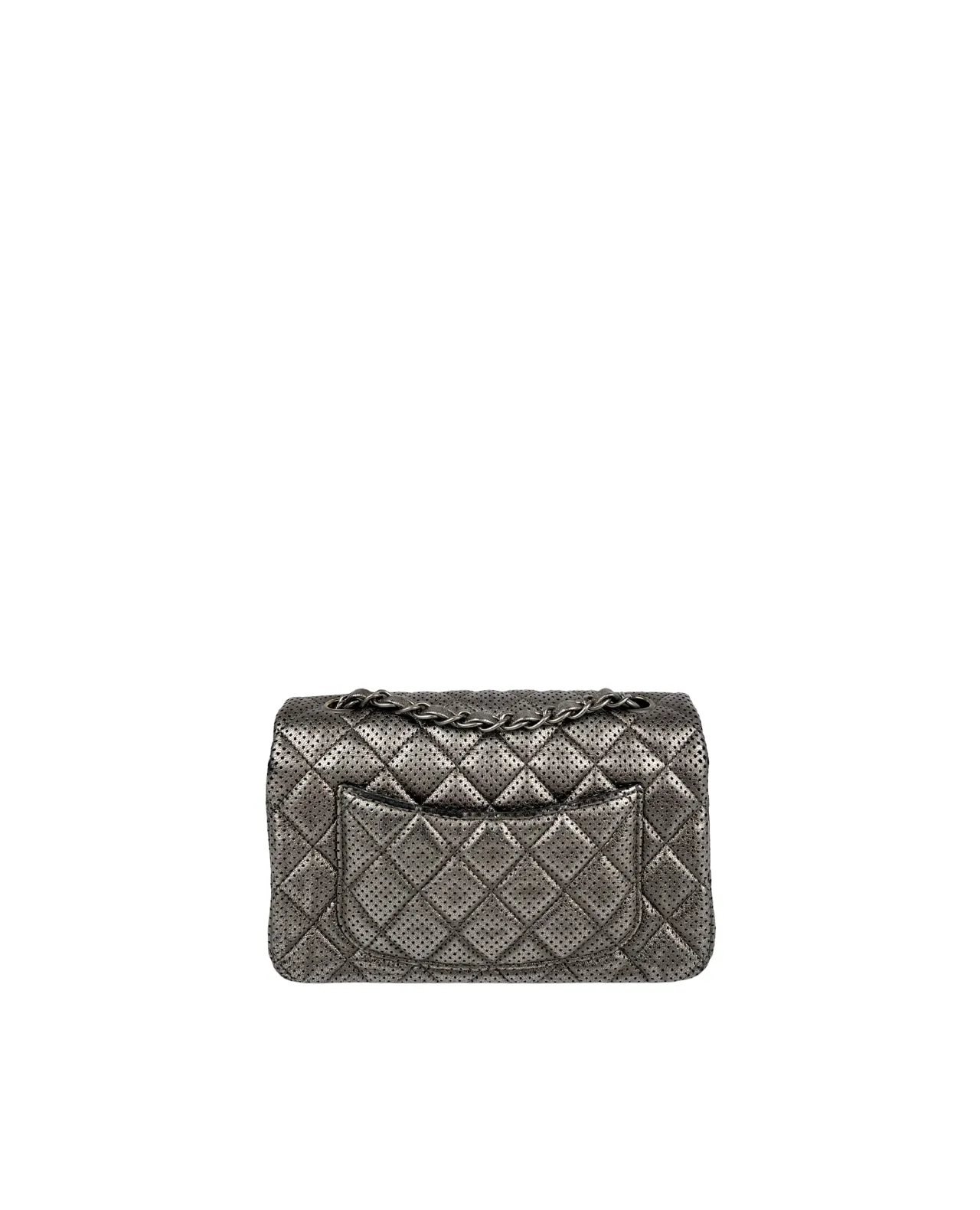 Chanel Mini Rectangular Metallic Grey Perforated RHW