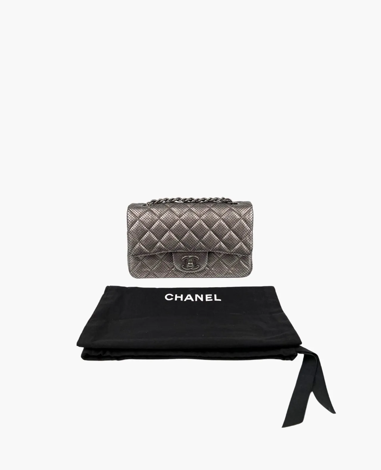 Chanel Mini Rectangular Metallic Grey Perforated RHW