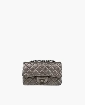 Chanel Mini Rectangular Metallic Grey Perforated RHW