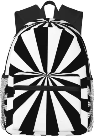 Check And Stripes - Black And White Lightweight Packable Backpack Travel Casual Hiking Daypack Foldable Backpack For Men Women