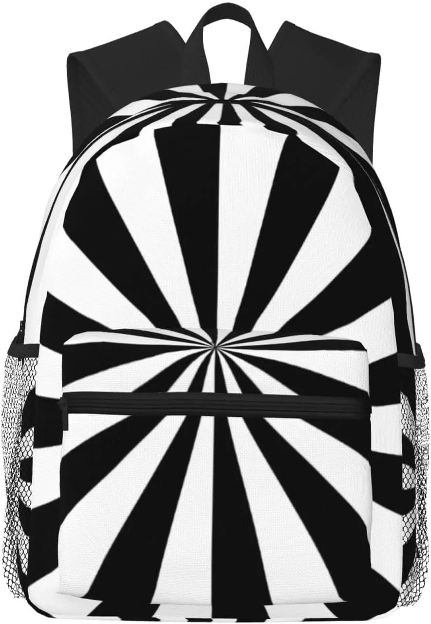 Check And Stripes - Black And White Lightweight Packable Backpack Travel Casual Hiking Daypack Foldable Backpack For Men Women