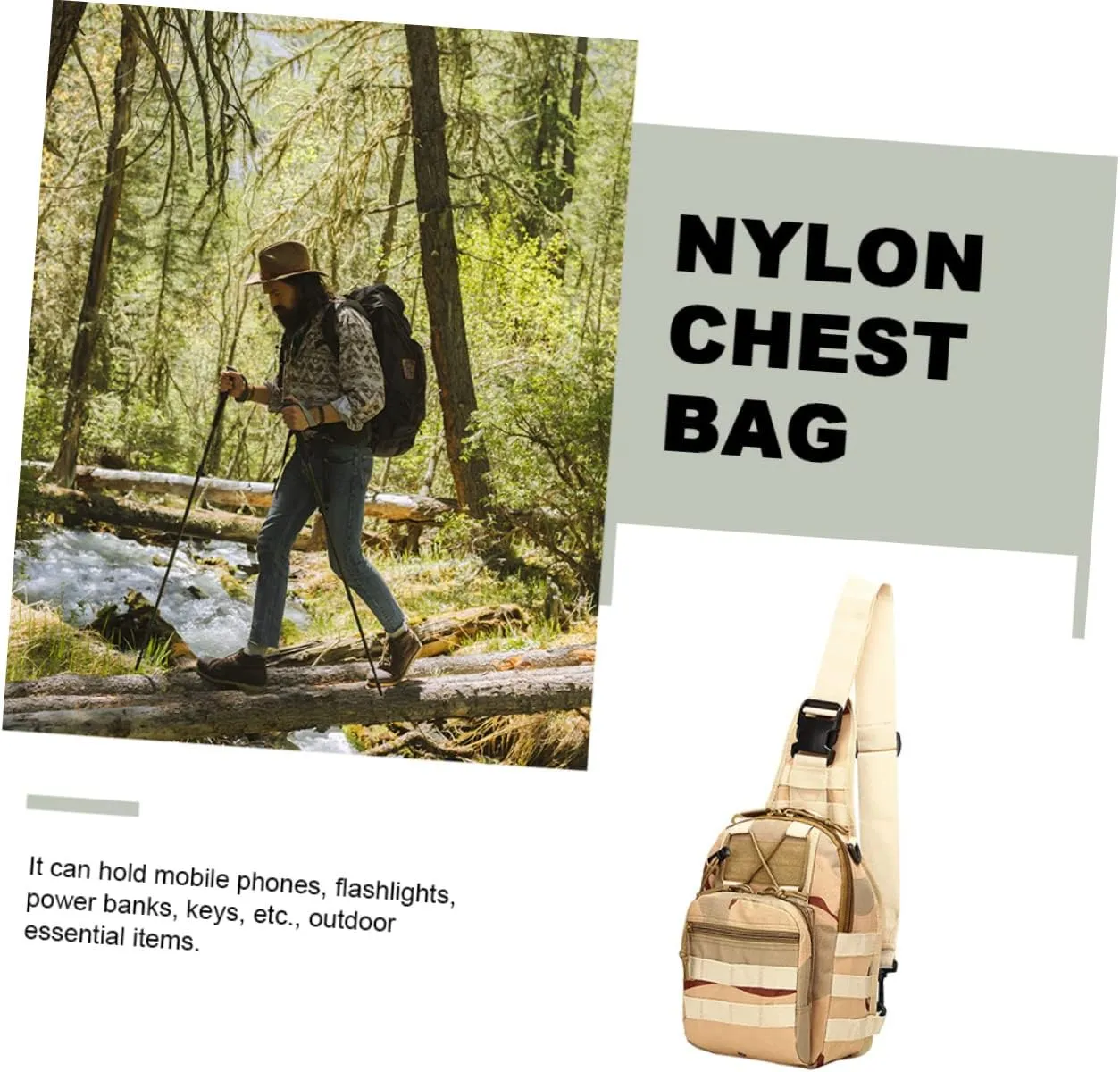 Chest Bag Sling Bag for Men Crossbody Outdoor Chest Bag Mens Sling Bag Men Sling Bag Hands Shoulder