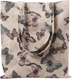 Chezi Women's Butterfly Cotton Reusable Foldable Canvas Tote Shoulder Shopping Bag