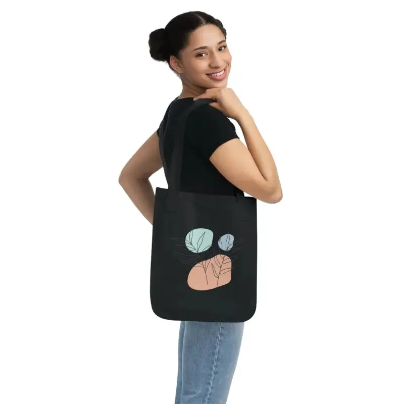 Chic Organic Canvas Tote Bag with Abstract Foliage Art