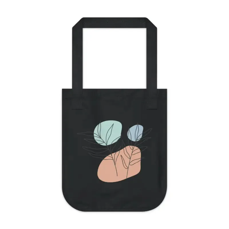 Chic Organic Canvas Tote Bag with Abstract Foliage Art
