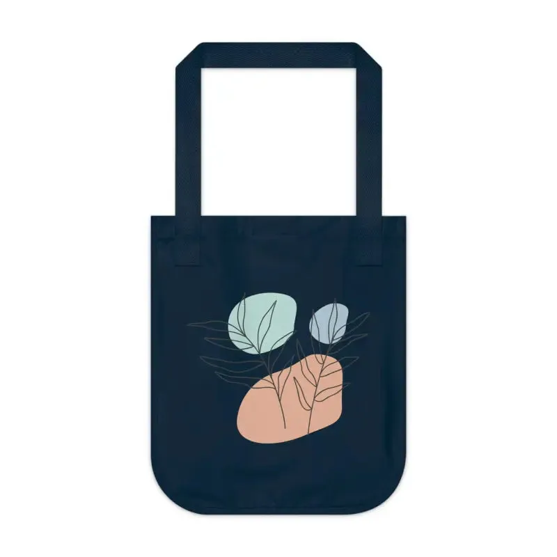 Chic Organic Canvas Tote Bag with Abstract Foliage Art