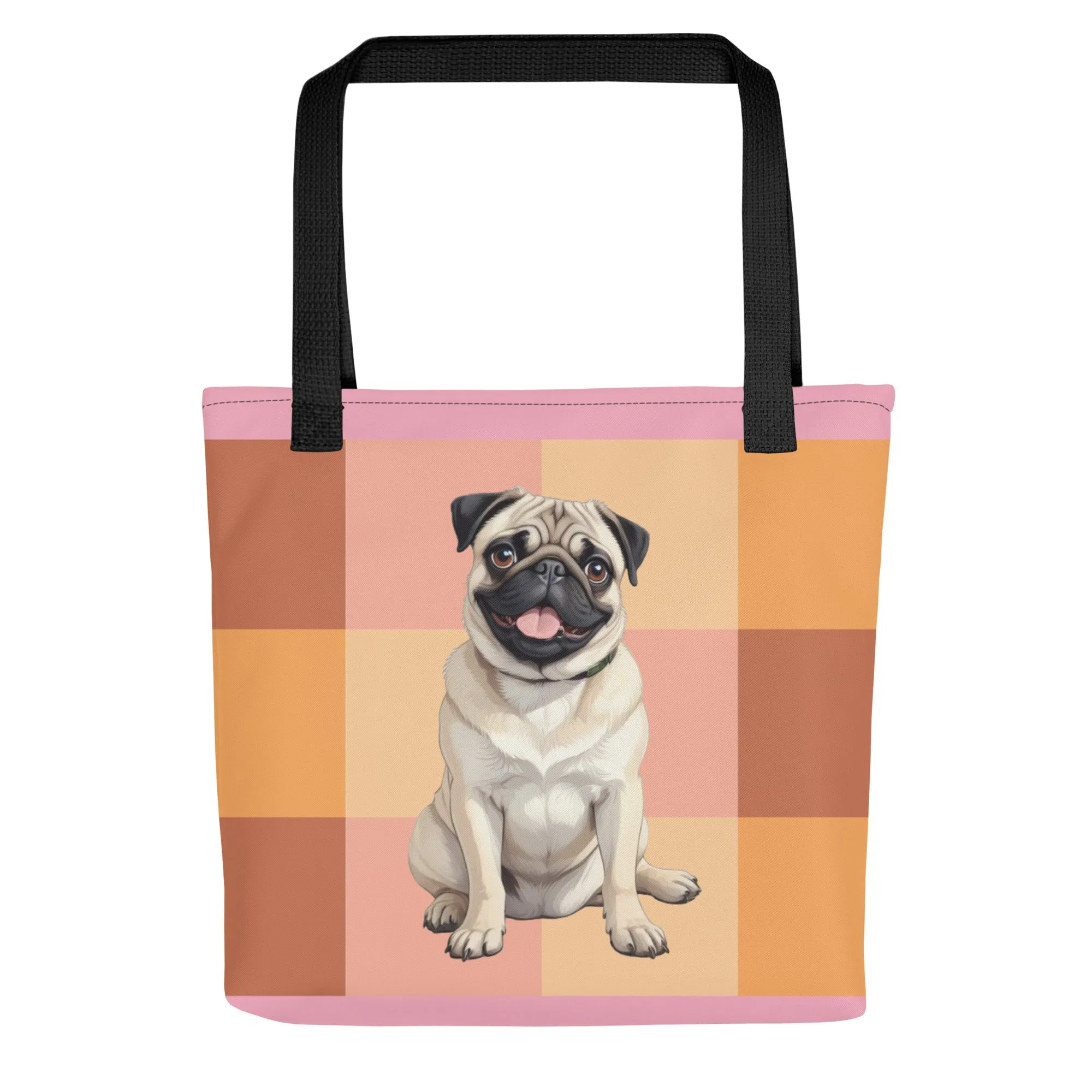 Chic Pug Print Tote Bag