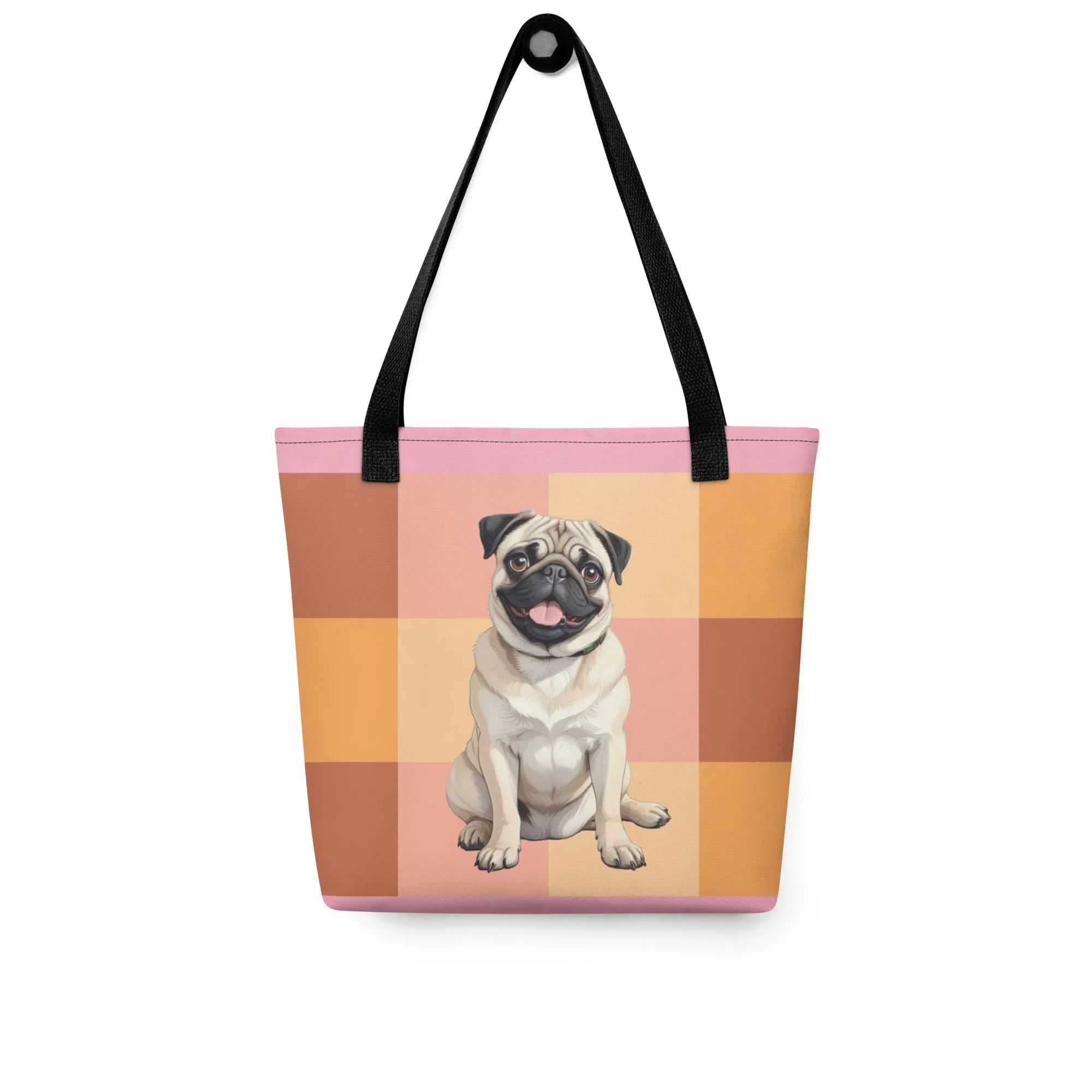 Chic Pug Print Tote Bag