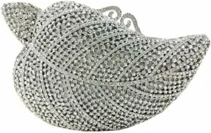 Chic Women Leaf Shape Clutch Bag Crystal Evening Bag Diamond Purse Rhinestone Handbag for Wedding Party Prom