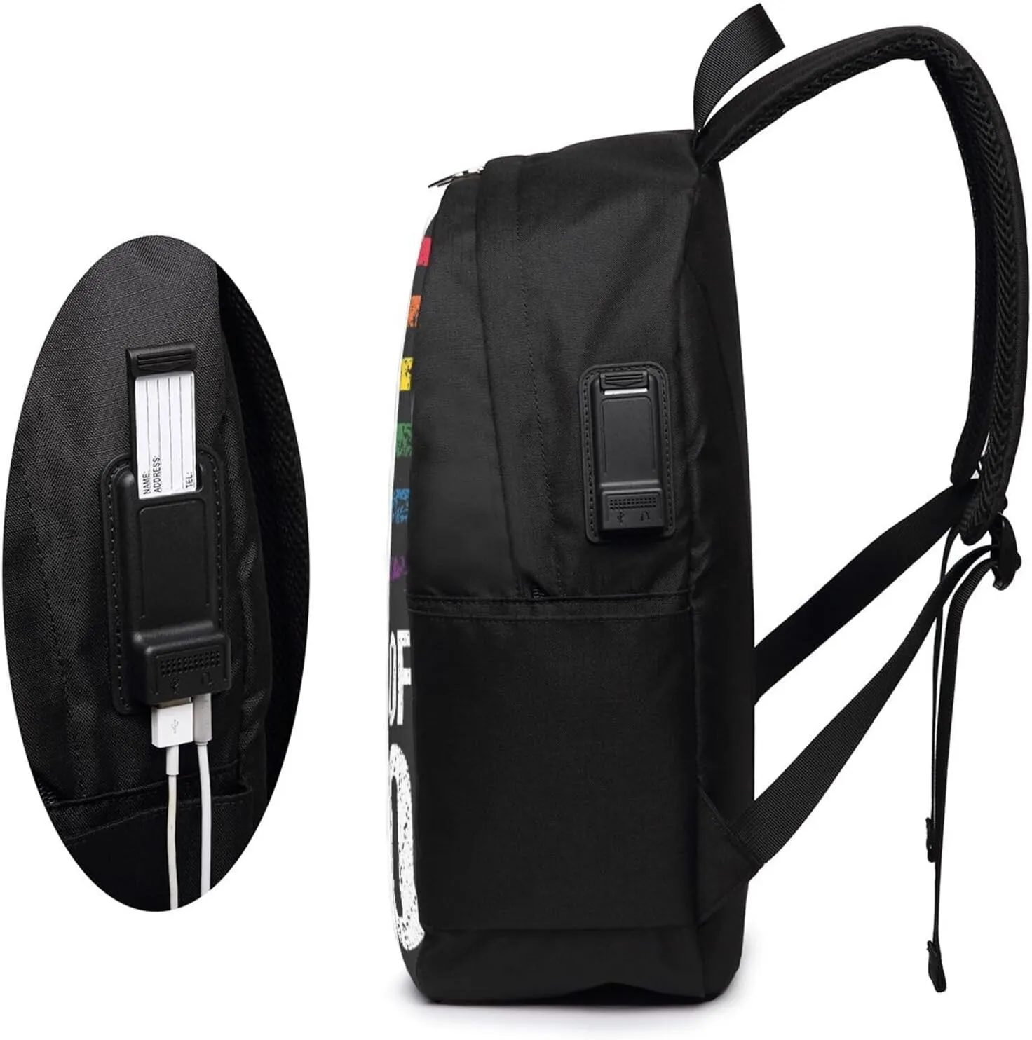 Chicago Gay LGBT Pride Rainbow American Flag Laptop Backpacks Travel Backpack Casual Business Daypack Sport Rucksack Computer Bag Fits up to 17 Inch Notebook with USB Port