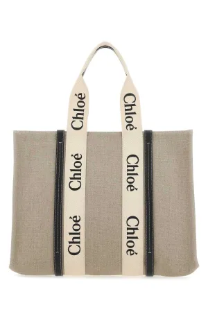 CHLOE Large Two-Tone Canvas Shopping Handbag - Spacious and Stylish