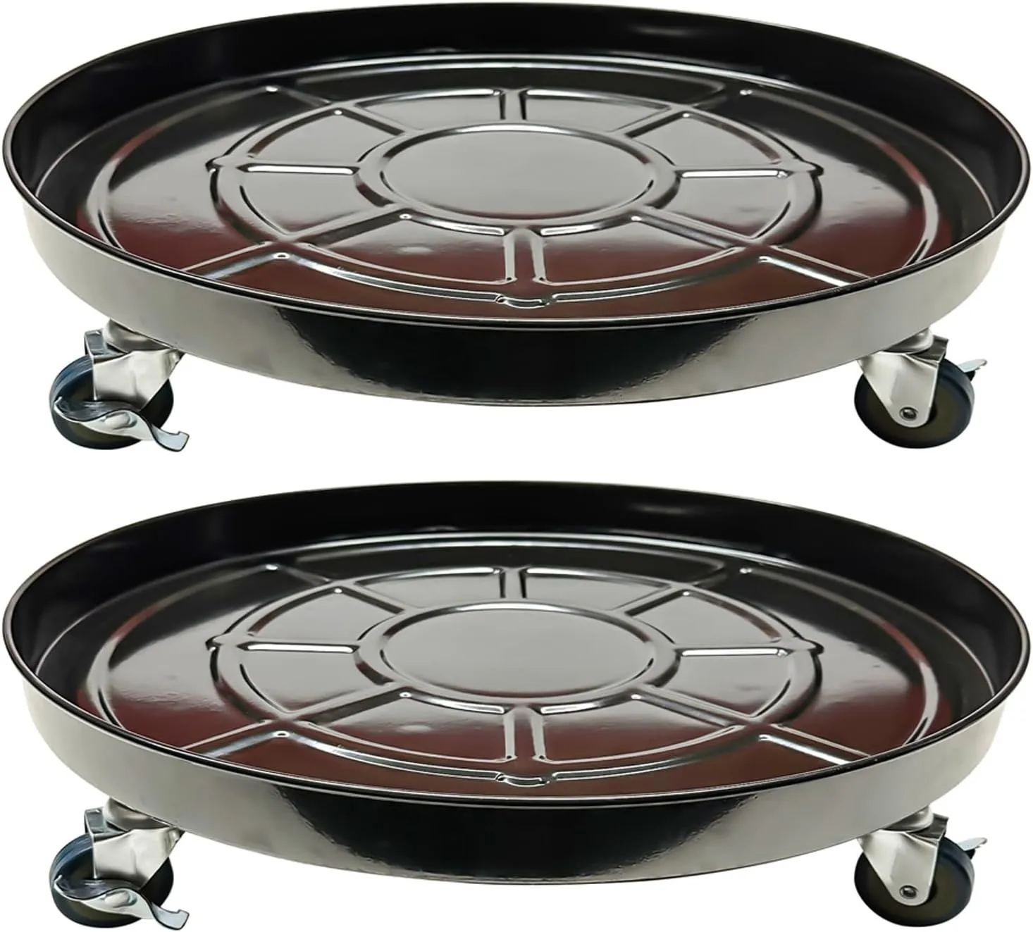 Choclaif Plant Caddy with Wheels, 2 Pack Black Heavy Duty Plant Stand with Universal Wheels, Round Pot Trolley for Indoor Outdoor (20)