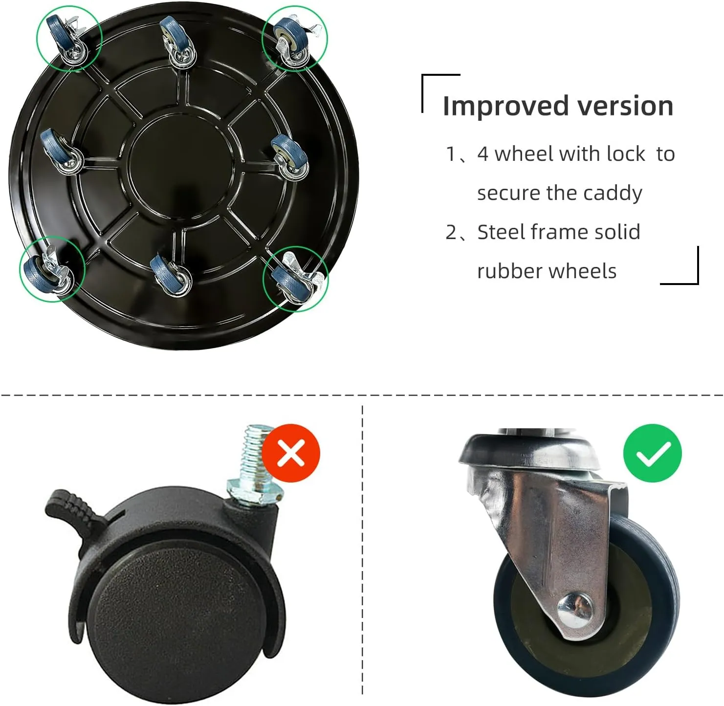 Choclaif Plant Caddy with Wheels, 2 Pack Black Heavy Duty Plant Stand with Universal Wheels, Round Pot Trolley for Indoor Outdoor (20)