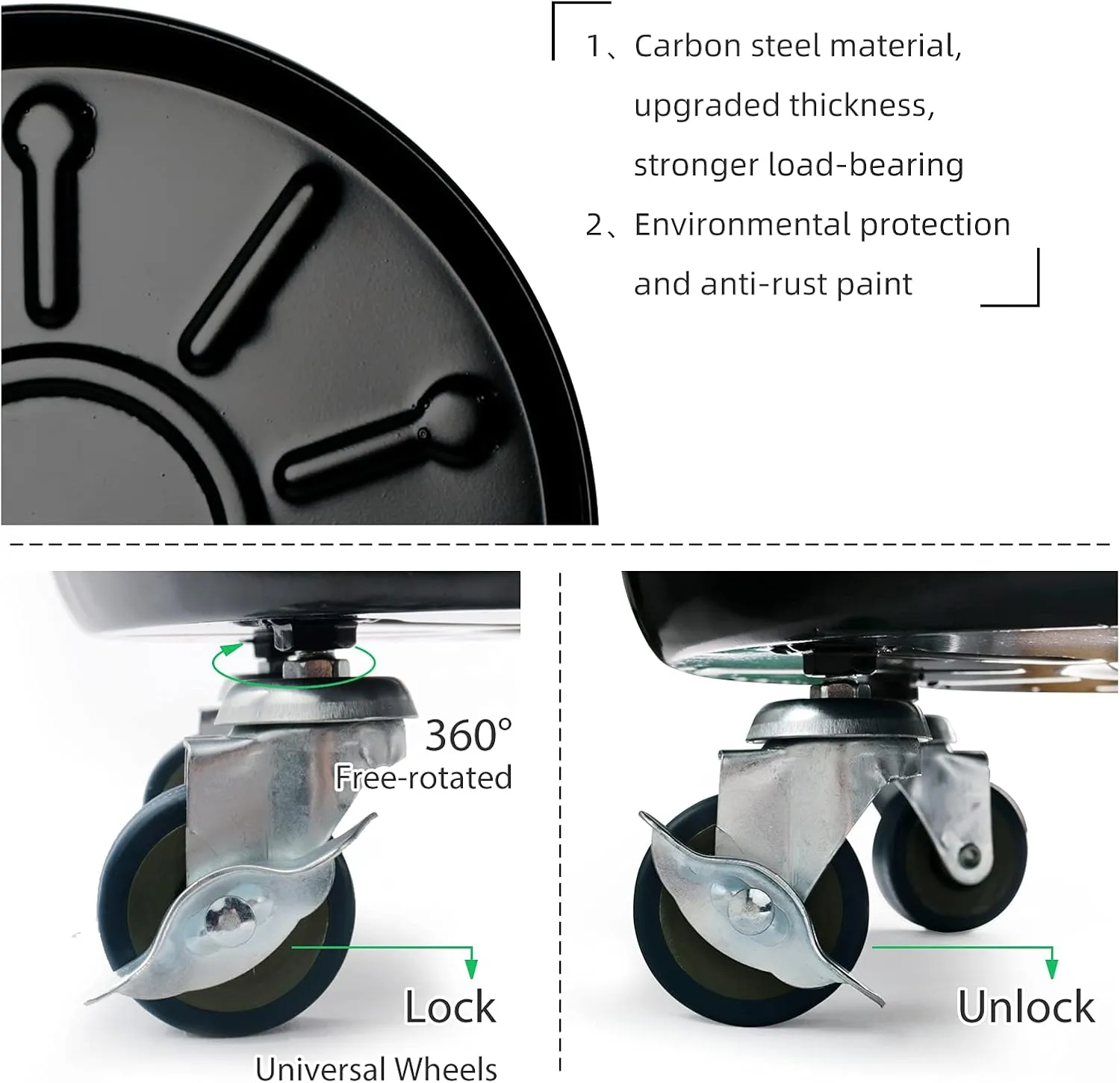 Choclaif Plant Caddy with Wheels, 2 Pack Black Heavy Duty Plant Stand with Universal Wheels, Round Pot Trolley for Indoor Outdoor (20)