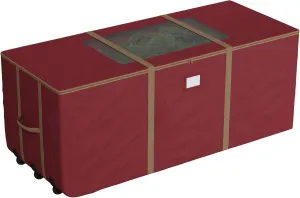 Christmas Tree Storage Tote with Wheels - Rolling Holiday Container for 9-Foot Faux Trees, Garlands, Inflatables, and Other Decor by Elf Stor (Red)