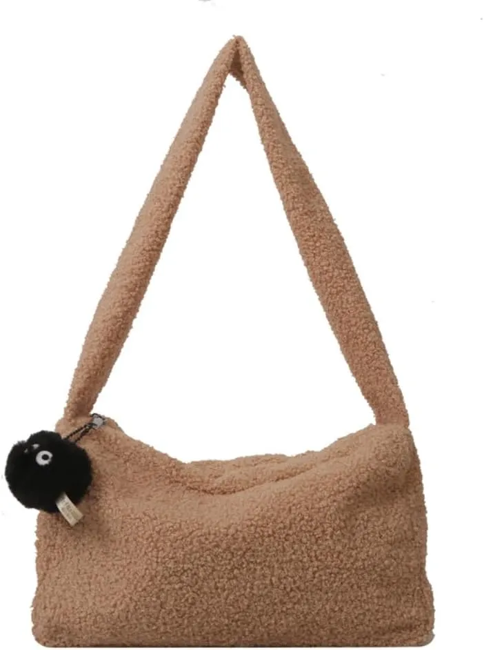 Chroma Plush Clutch Bag Wool Roll Handbag Small Square Bag Totes Cute Women Shoulder Bag