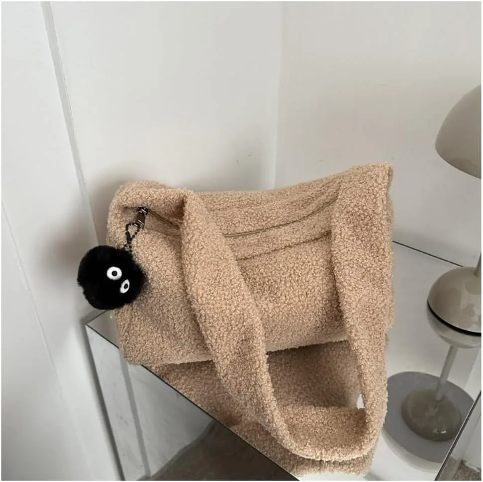 Chroma Plush Clutch Bag Wool Roll Handbag Small Square Bag Totes Cute Women Shoulder Bag