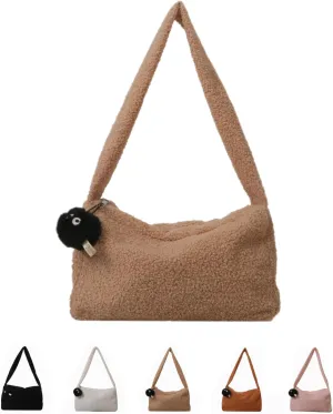 Chroma Plush Clutch Bag Wool Roll Handbag Small Square Bag Totes Cute Women Shoulder Bag