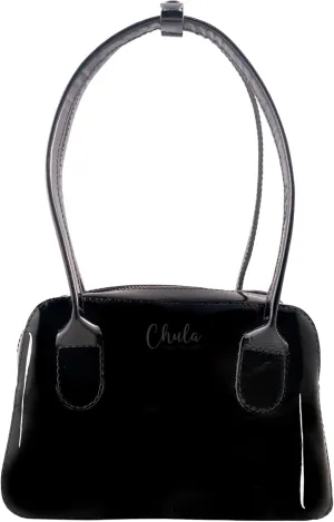 Chula, Female Tote with Zipper Closure, Purse for Women, Carry-On Top-Hanlde Bag, Evening Bag, Full Grain Leather, Handmade, Obsidian