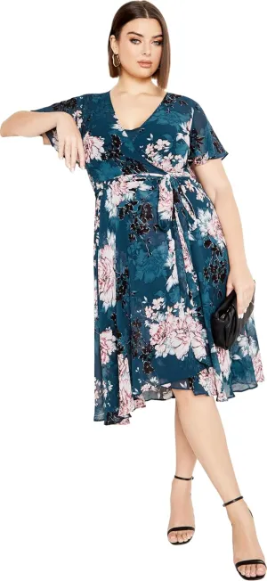 City Chic Women's Plus Size Blossom Short Sleeve Dress