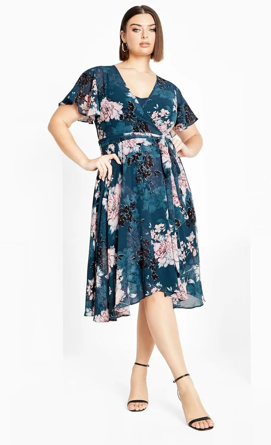 City Chic Women's Plus Size Blossom Short Sleeve Dress