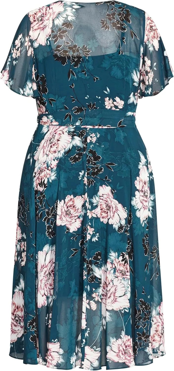 City Chic Women's Plus Size Blossom Short Sleeve Dress