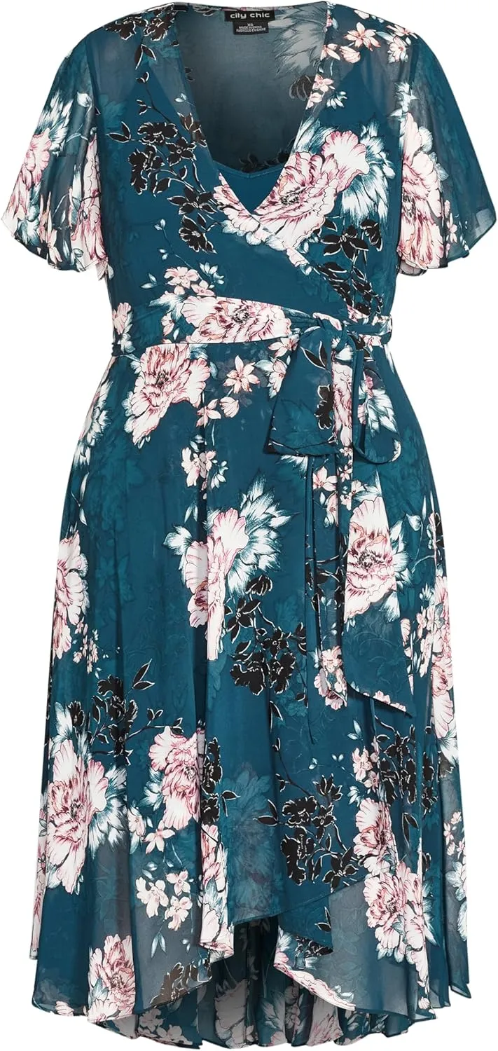 City Chic Women's Plus Size Blossom Short Sleeve Dress