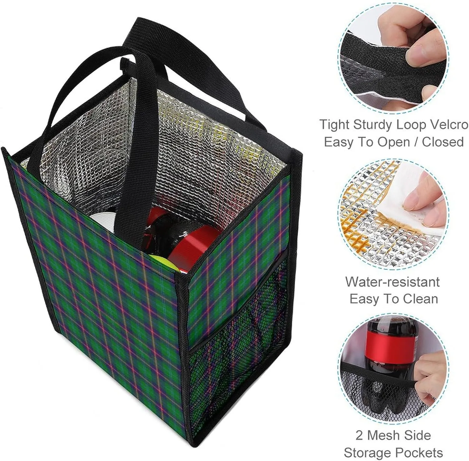 Clan Young Tartan Portable Large Capacity Folding Insulation Bag Unisex