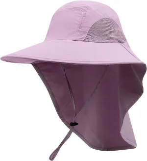 CLAPE Sun Protection Hats for Men Women Wide Brim Fishing Hats with Neck Flap Quick Dry Breathable Safari Hiking Cap