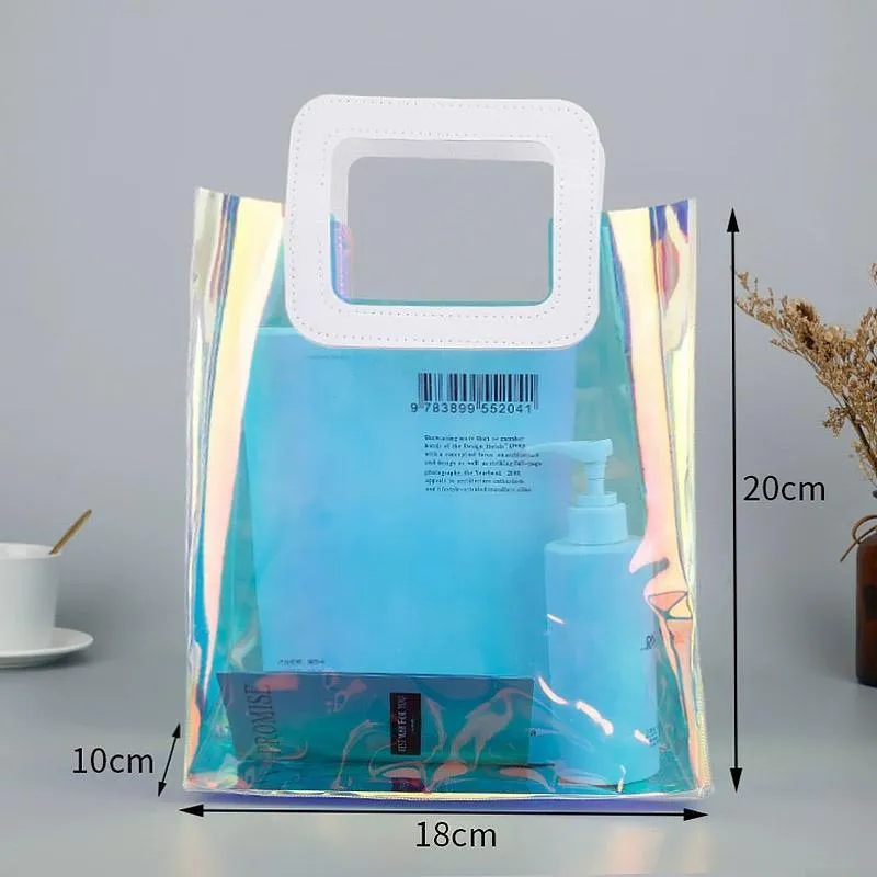 Clear PVC Tote Bag Transparent Laser Jelly Bag Plastic TPU Handbag for Women