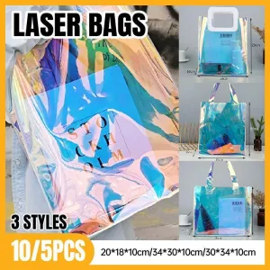 Clear PVC Tote Bag Transparent Laser Jelly Bag Plastic TPU Handbag for Women