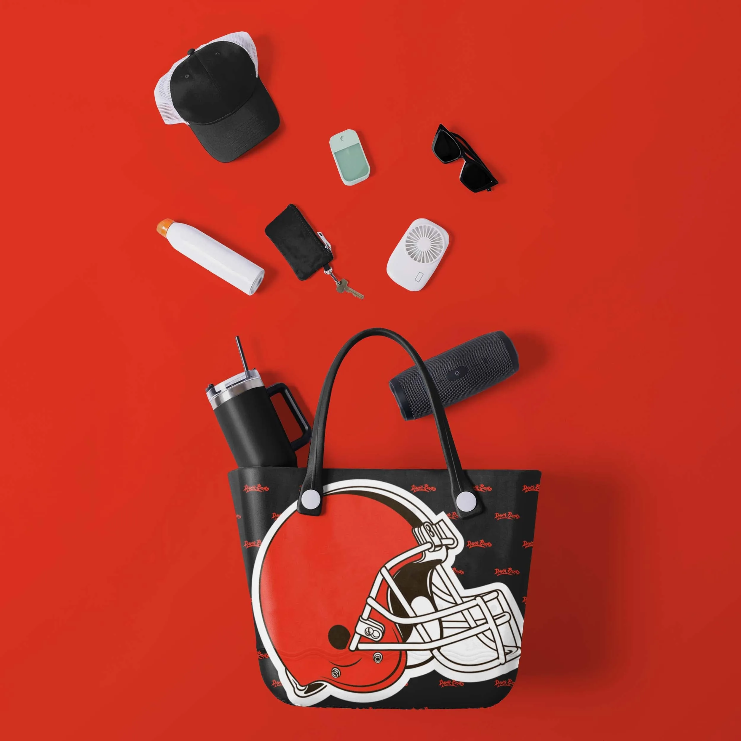 Cleveland Browns Big Logo Mini Print Tailgate Tote Bag