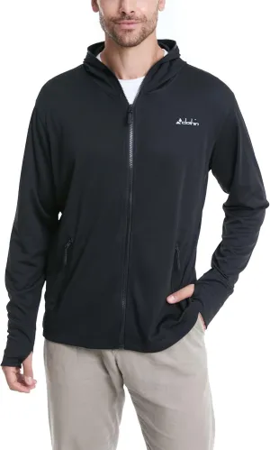 clothin Mens Lightweight Full Zip Hood Running Jacket with Zip Pockets for Fishing Hiking Travel