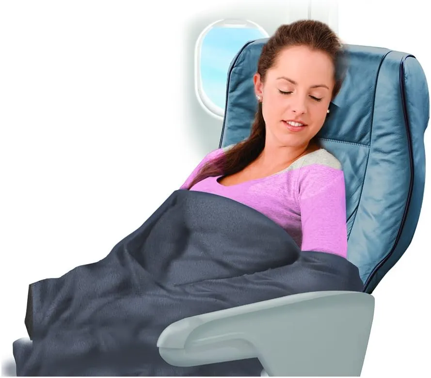 Cloudz Cozy Fleece Airplane Travel Blanket for Your Flight, Car, Camping, Home or Comforting Warmth Anywhere! - Sky Blue