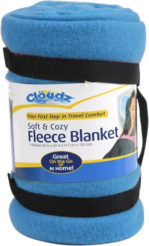 Cloudz Cozy Fleece Airplane Travel Blanket for Your Flight, Car, Camping, Home or Comforting Warmth Anywhere! - Sky Blue
