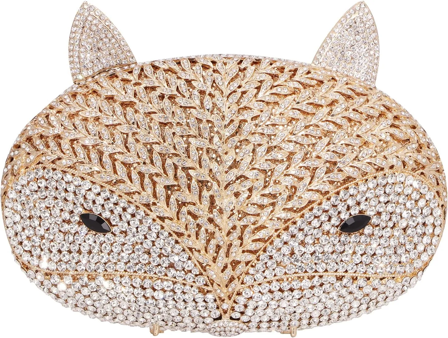 Clutch Purse, Evening Handbag, Rhinestone Money Bag for Prom Party Wedding Date (Gold-fox)