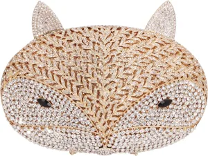 Clutch Purse, Evening Handbag, Rhinestone Money Bag for Prom Party Wedding Date (Gold-fox)