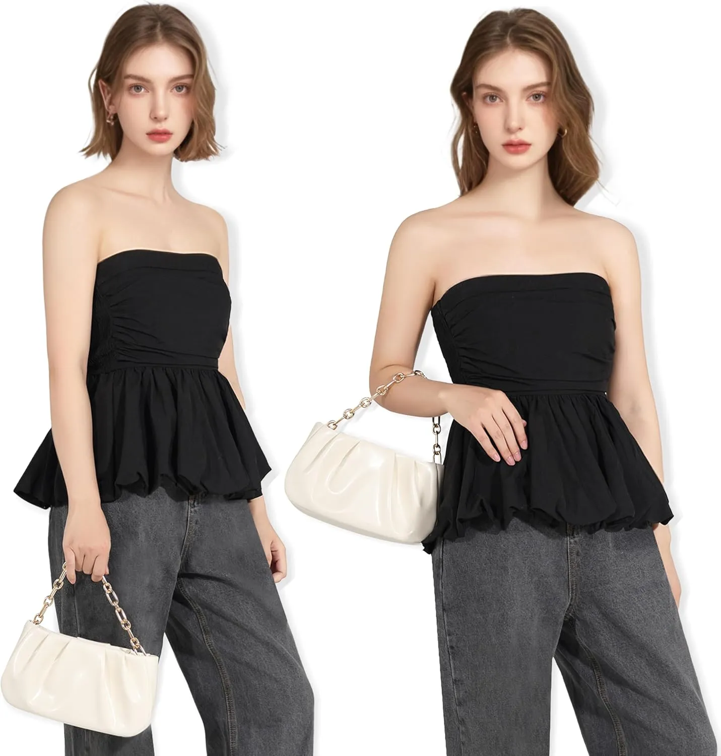 Clutch Purse for Women - Evening Small Shoulder Bag Anti Theft Removable Chain Adjustable Strap PU Handbag