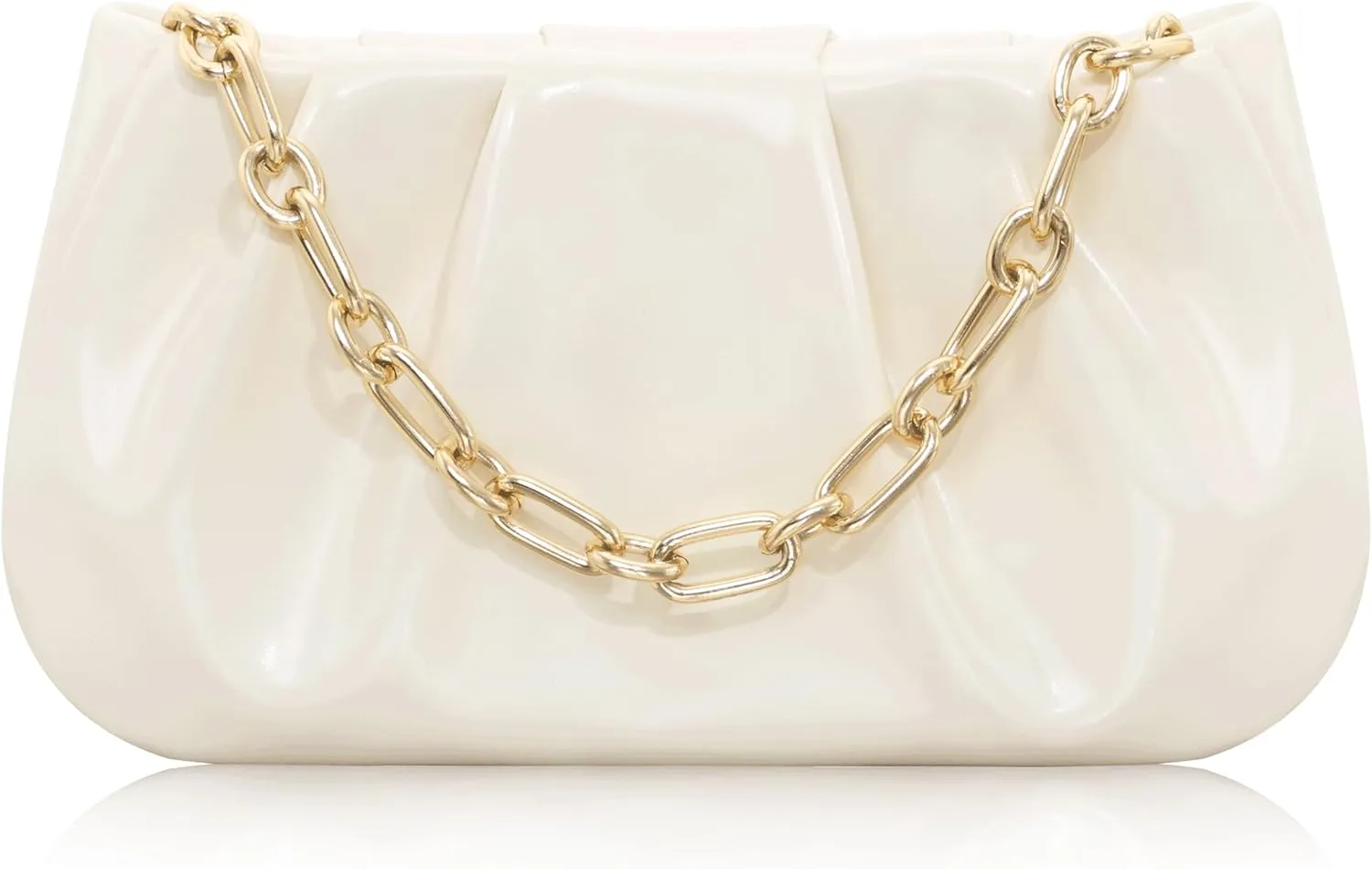 Clutch Purse for Women - Evening Small Shoulder Bag Anti Theft Removable Chain Adjustable Strap PU Handbag