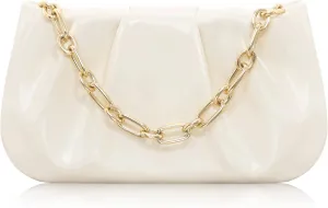 Clutch Purse for Women - Evening Small Shoulder Bag Anti Theft Removable Chain Adjustable Strap PU Handbag