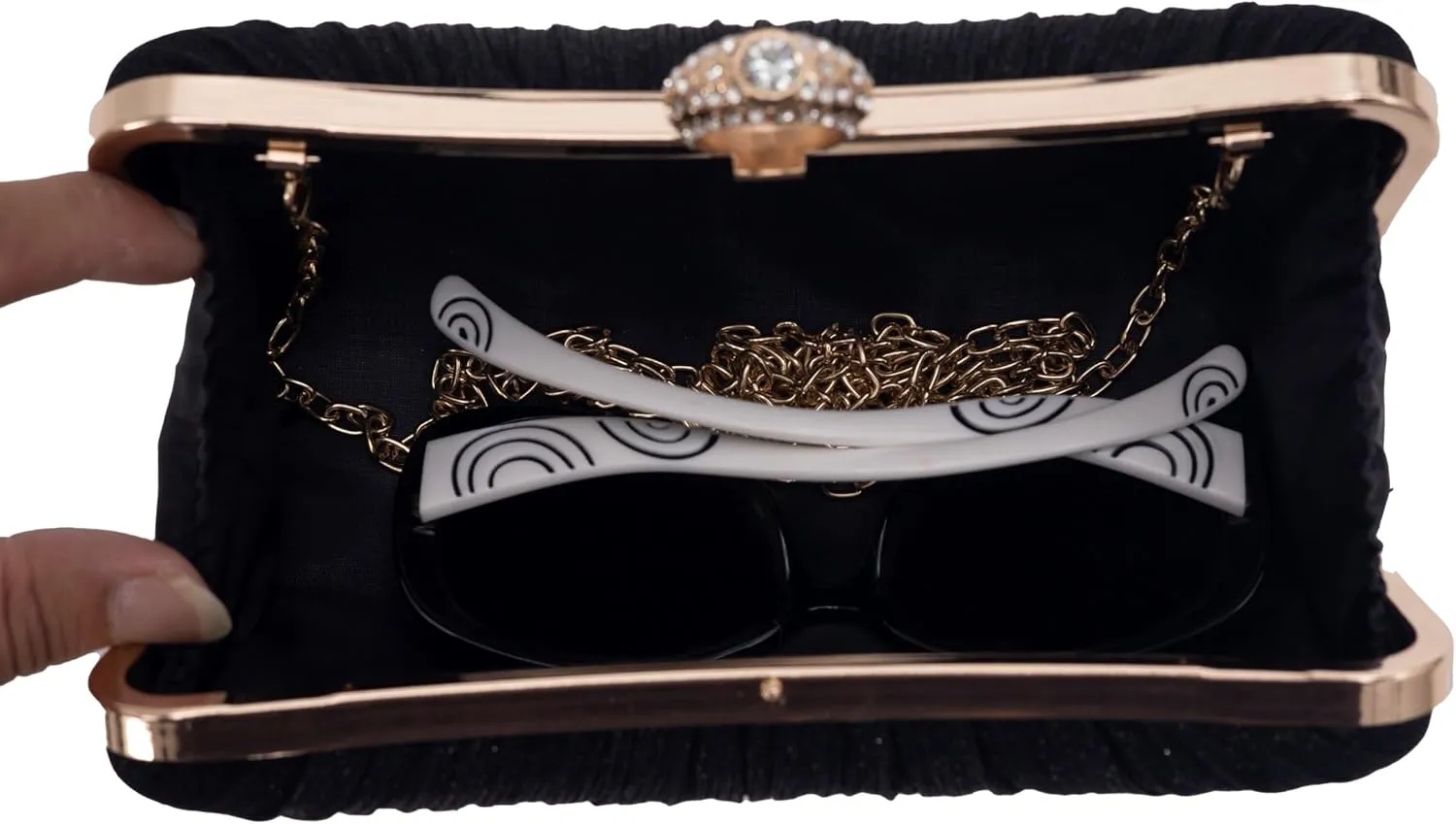 Clutch Purses for Women Glitter Crossbody Purse Pleated Evening Bag with Rhinestone Clutches for Party Wedding Prom