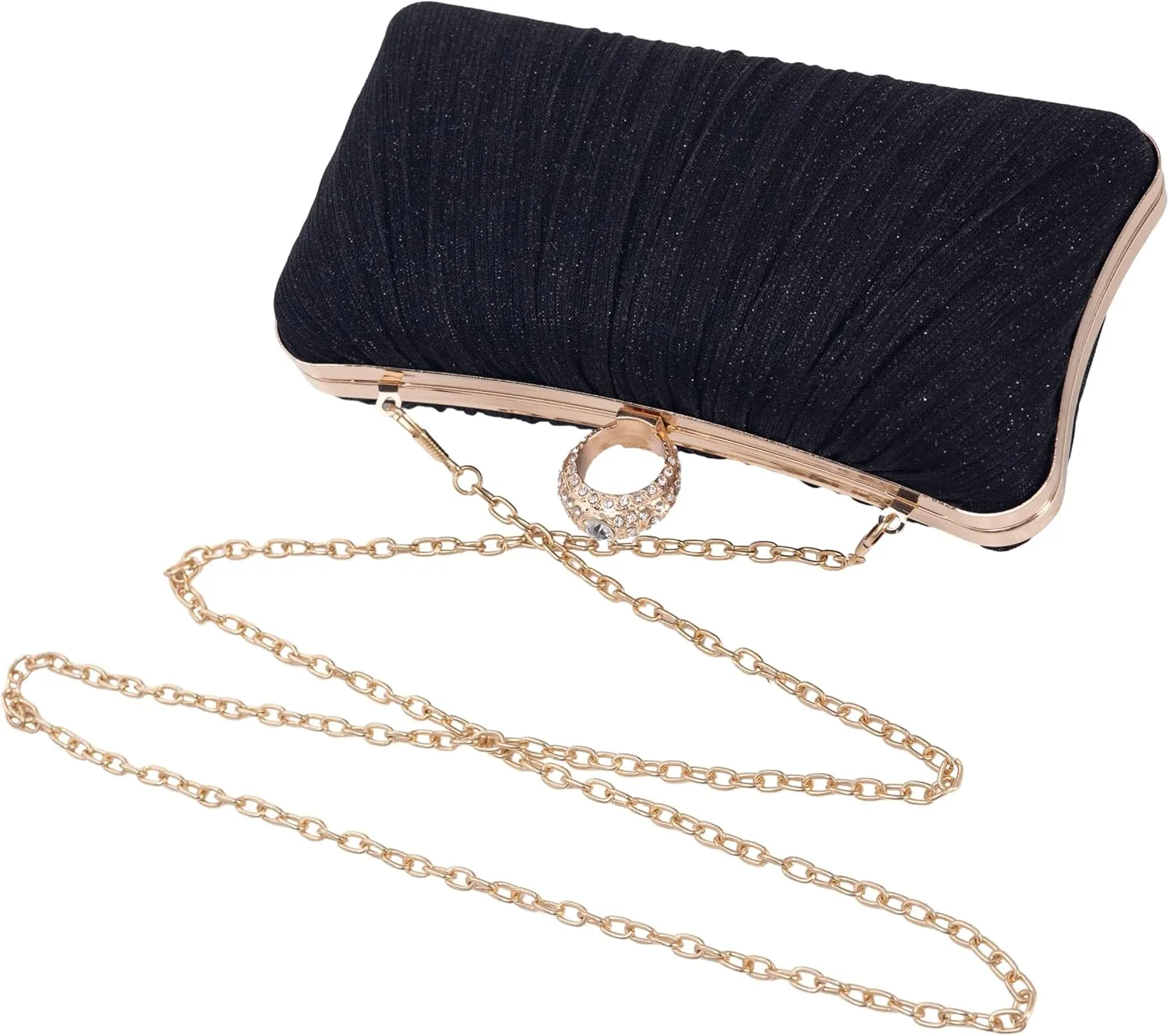 Clutch Purses for Women Glitter Crossbody Purse Pleated Evening Bag with Rhinestone Clutches for Party Wedding Prom