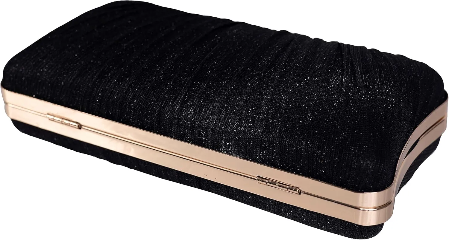 Clutch Purses for Women Glitter Crossbody Purse Pleated Evening Bag with Rhinestone Clutches for Party Wedding Prom
