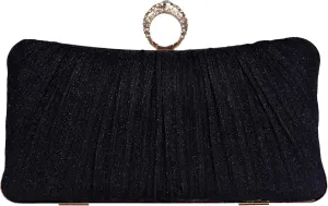 Clutch Purses for Women Glitter Crossbody Purse Pleated Evening Bag with Rhinestone Clutches for Party Wedding Prom